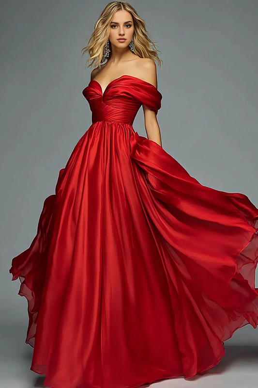 AERBA DRESS Formal Wear Dresses Satin A Line Sweetheart Off The Shoulder Ruched Exquisite Long Prom Dress