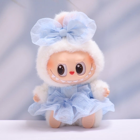 Handmade Labubu set can be paired with Labubu V1 Macaron and V2 with seat large bow vest skirt and headwear (excluding dolls)