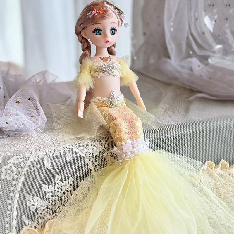Dress up music Ariel mermaid princess doll 12 inch girl and children's play toy gift box set