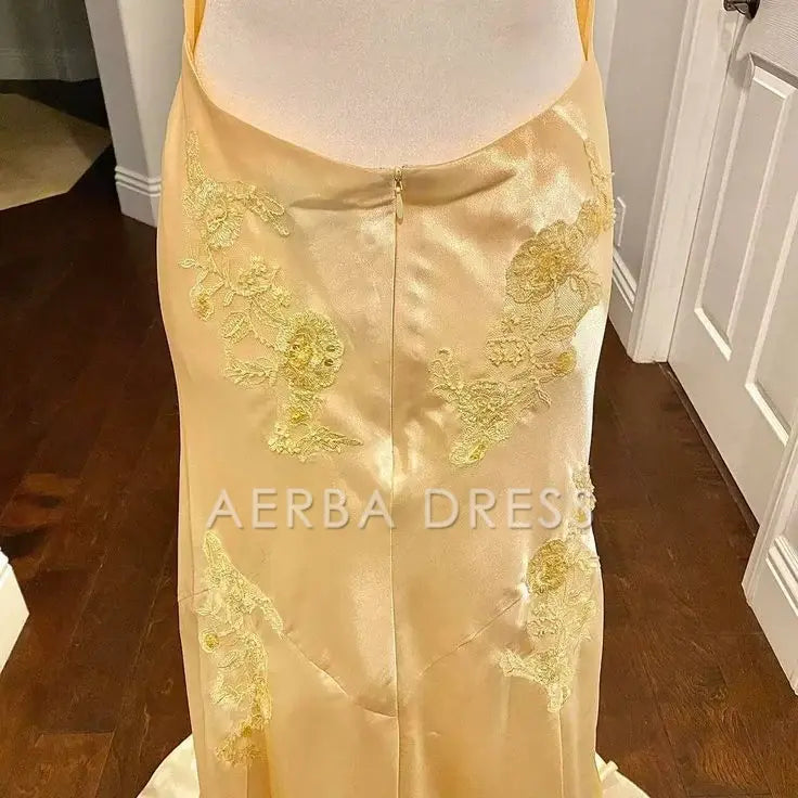 AERBA DRESS Prom Dress Mermaid Deep V Neck Satin Applique Elegant Backless Long Luxury Formal Wear Dresses