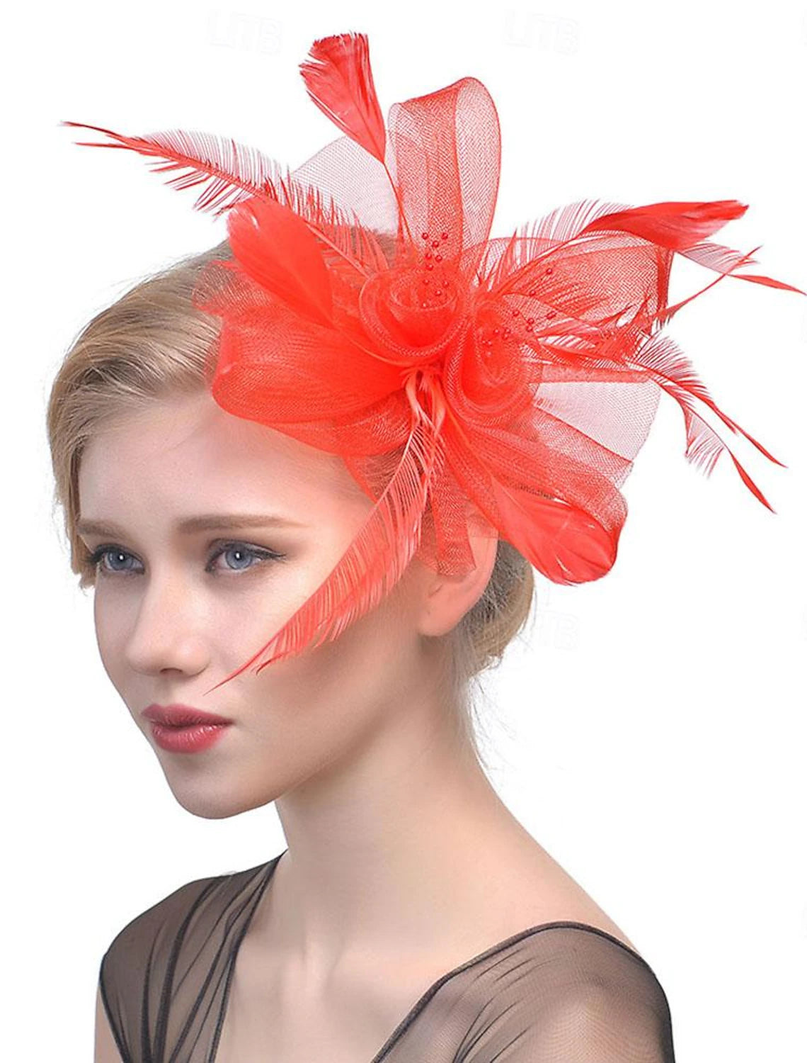 AerbaDress Fascinators Hats Headwear Hat Veil Hat Horse Race Cocktail Elegant Vintage With Feather Bows Headpiece Headwear