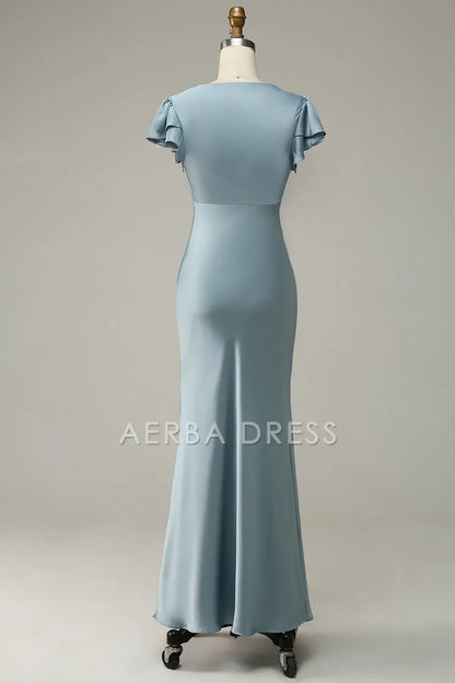 AERBA DRESS Formal Wear Dresses Elegant Mermaid Flowing Short Sleeve Simple With Ruffles Prom Dress