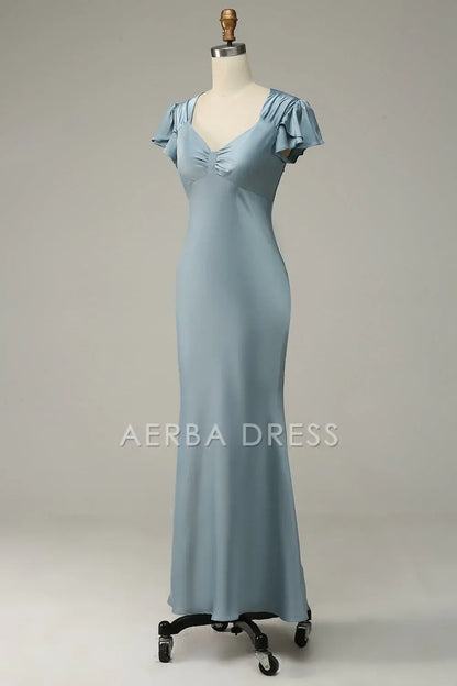AERBA DRESS Formal Wear Dresses Elegant Mermaid Flowing Short Sleeve Simple With Ruffles Prom Dress