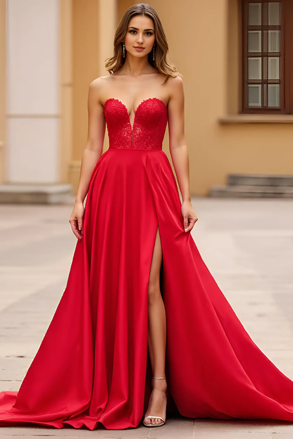 AERBA DRESS Formal Wear Dresses Elegant A Line Strapless Sweetheart Backless With Slit Long Prom Dress