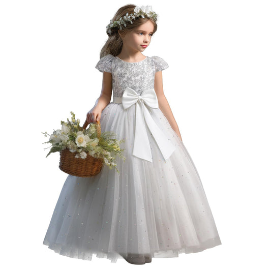 AERBA DRESS Wedding Flower Girl Dresses Pageant Princess Flower Dress Kids Prom Puffy Ball Gowns