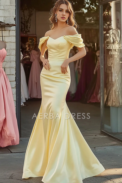 AERBA DRESS Formal Wear Dresses Satin Mermaid Sweetheart Off The Shoulder Elegant Long Prom Dress
