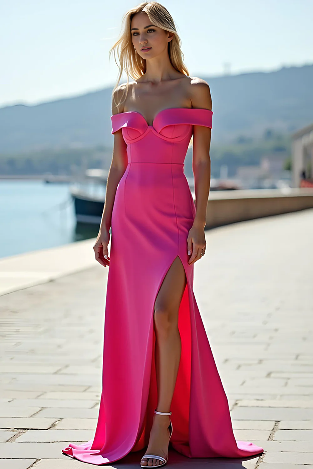 AERBA DRESS Formal Wear Dresses Fashion Off The Shoulder Sheath Long With Slit Simple Prom Dress