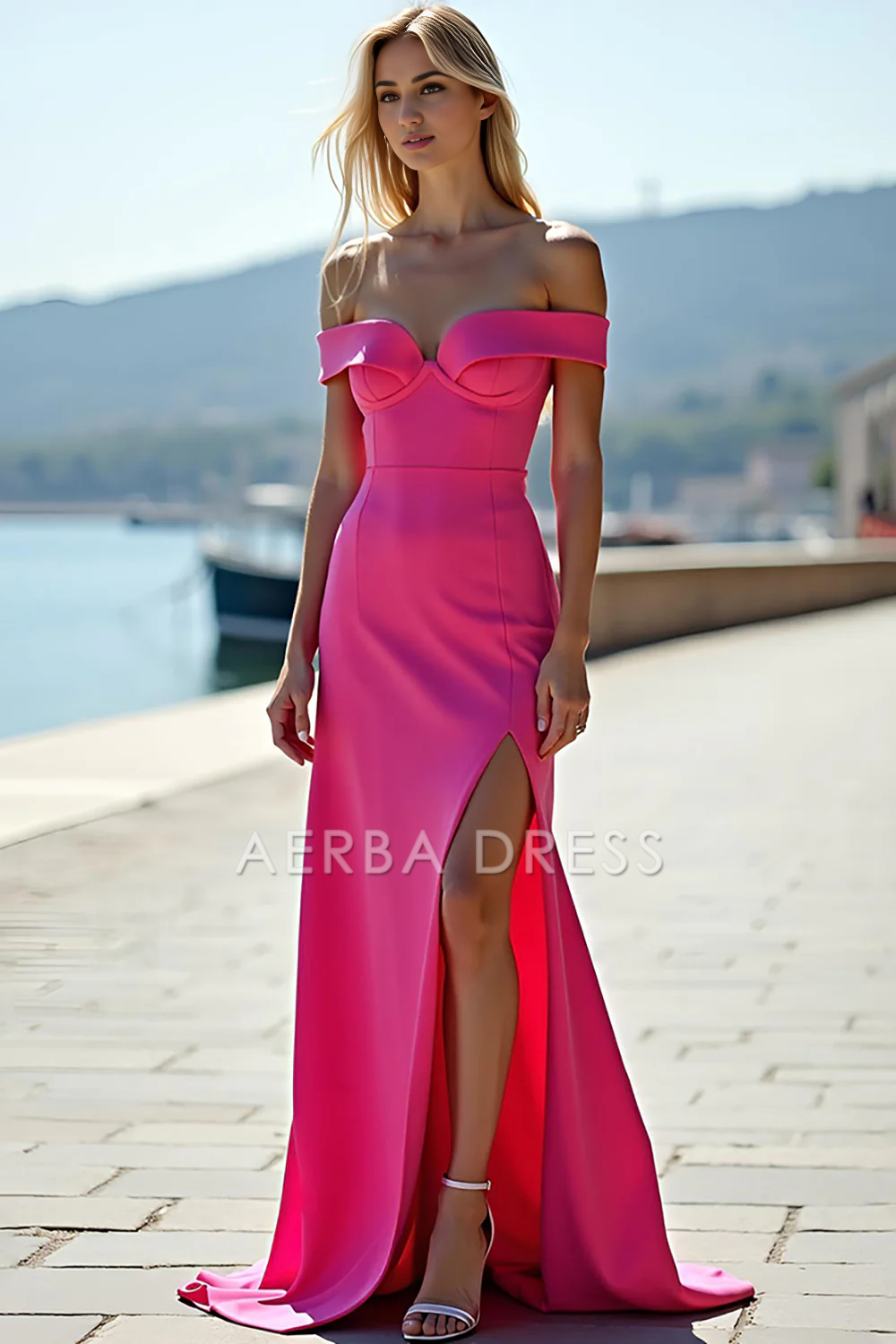 AERBA DRESS Formal Wear Dresses Fashion Off The Shoulder Sheath Long With Slit Simple Prom Dress