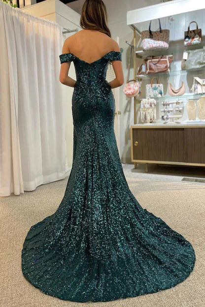 AerbaDress Fashion Sparkly Evening Dress Turquiose Corset Long Sequins Prom Dress