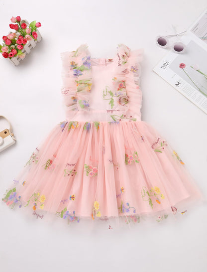 AERBA DRESS Wedding Flower Girl Dresses Princess Dress Ruffle Sleeve Boho Cake Dress
