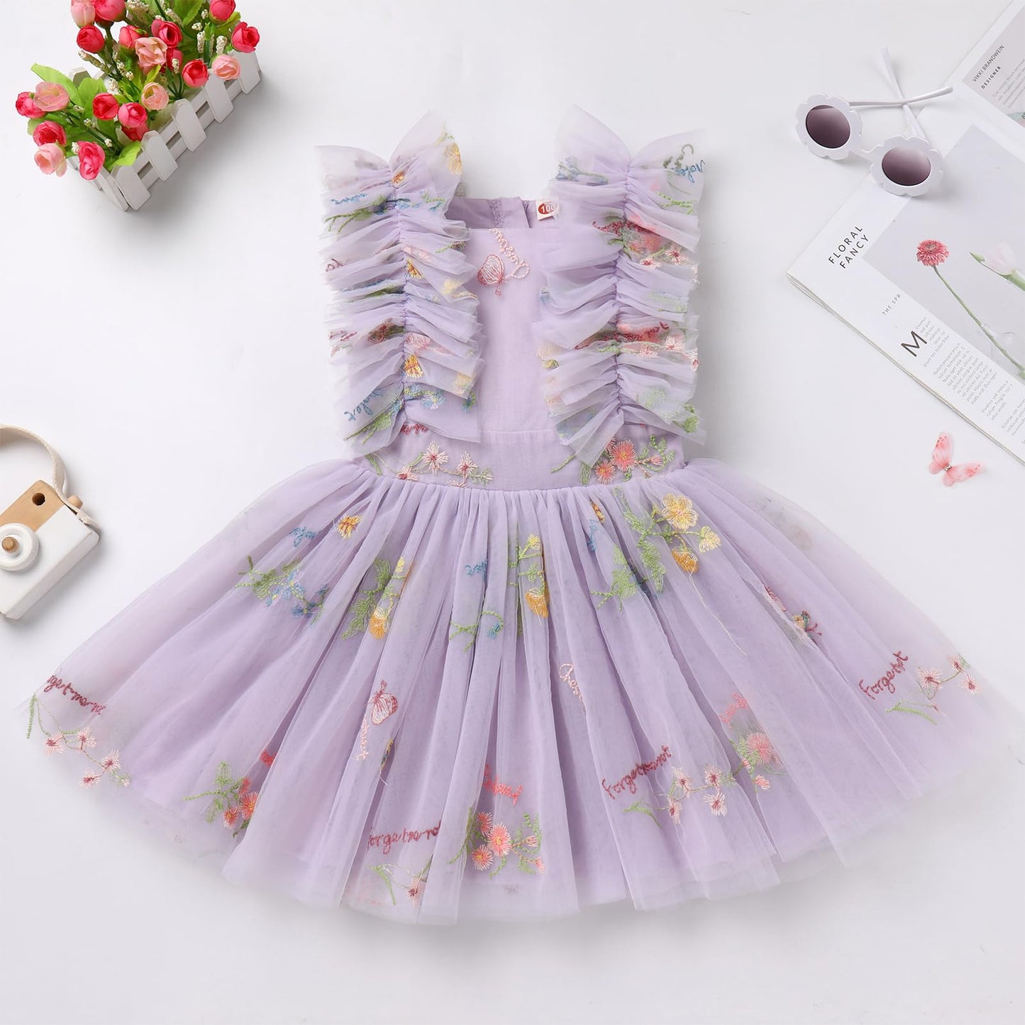 AERBA DRESS Wedding Flower Girl Dresses Princess Dress Ruffle Sleeve Boho Cake Dress