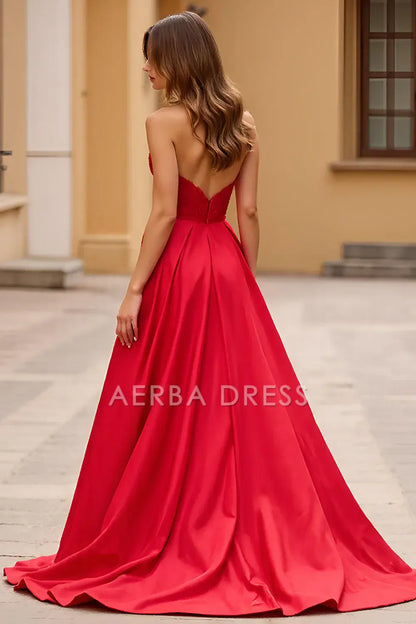 AERBA DRESS Formal Wear Dresses Elegant A Line Strapless Sweetheart Backless With Slit Long Prom Dress