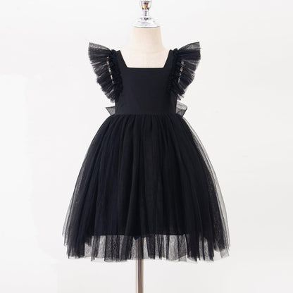 AERBA DRESS Wedding Flower Girl Dresses  A-Line Tulle Ruffled Sleeve Toddler Girls Vintage Party Dress