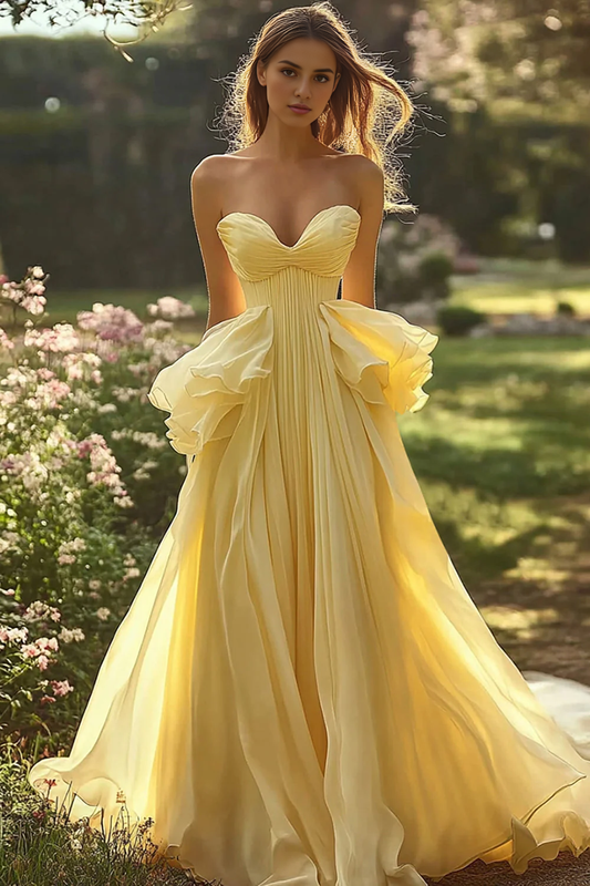 AERBA DRESS Formal Wear Dresses A Line Off Shoulder Sweetheart Chiffon Long Ruffles Fantastic Prom Dress