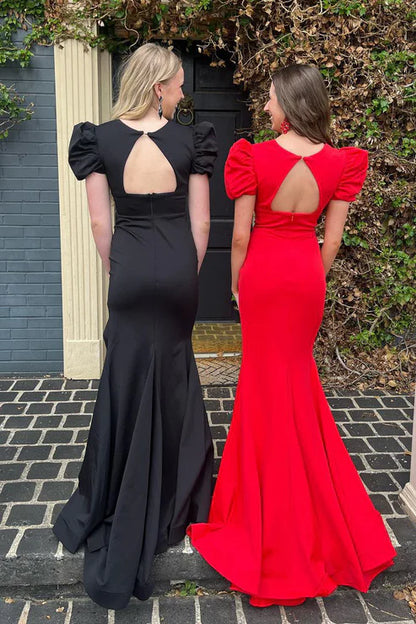 AerbaDress Elegant Red V Neck Evening Dress Mermaid Long Prom Dresses