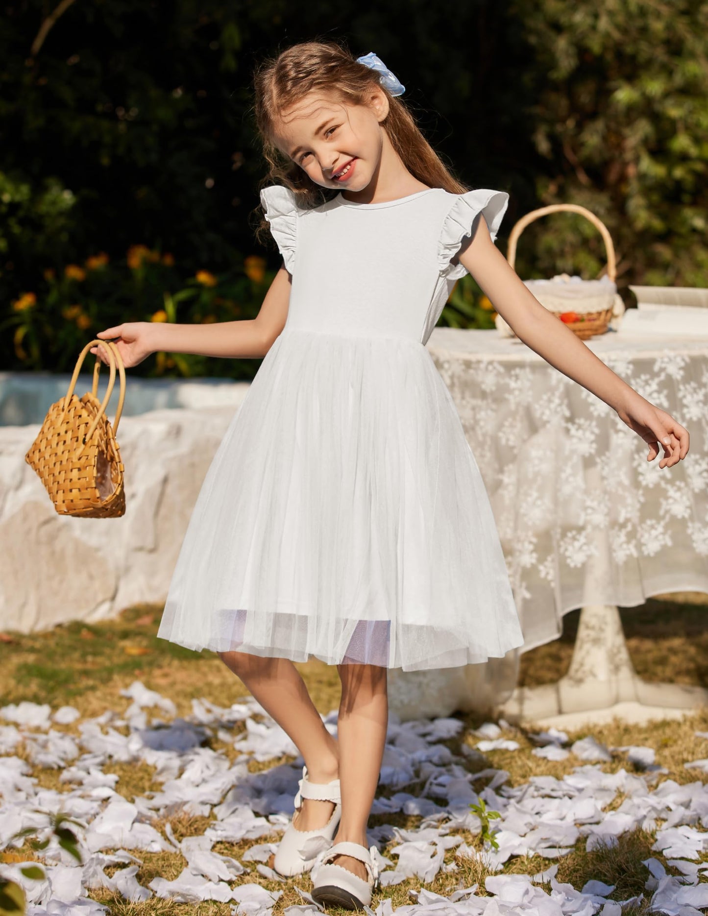 AERBA DRESS Wedding Flower Girl Dresses Toddler Dress Ruffle Tulle Dresses Cute Summer Party Princess Sundress Dress