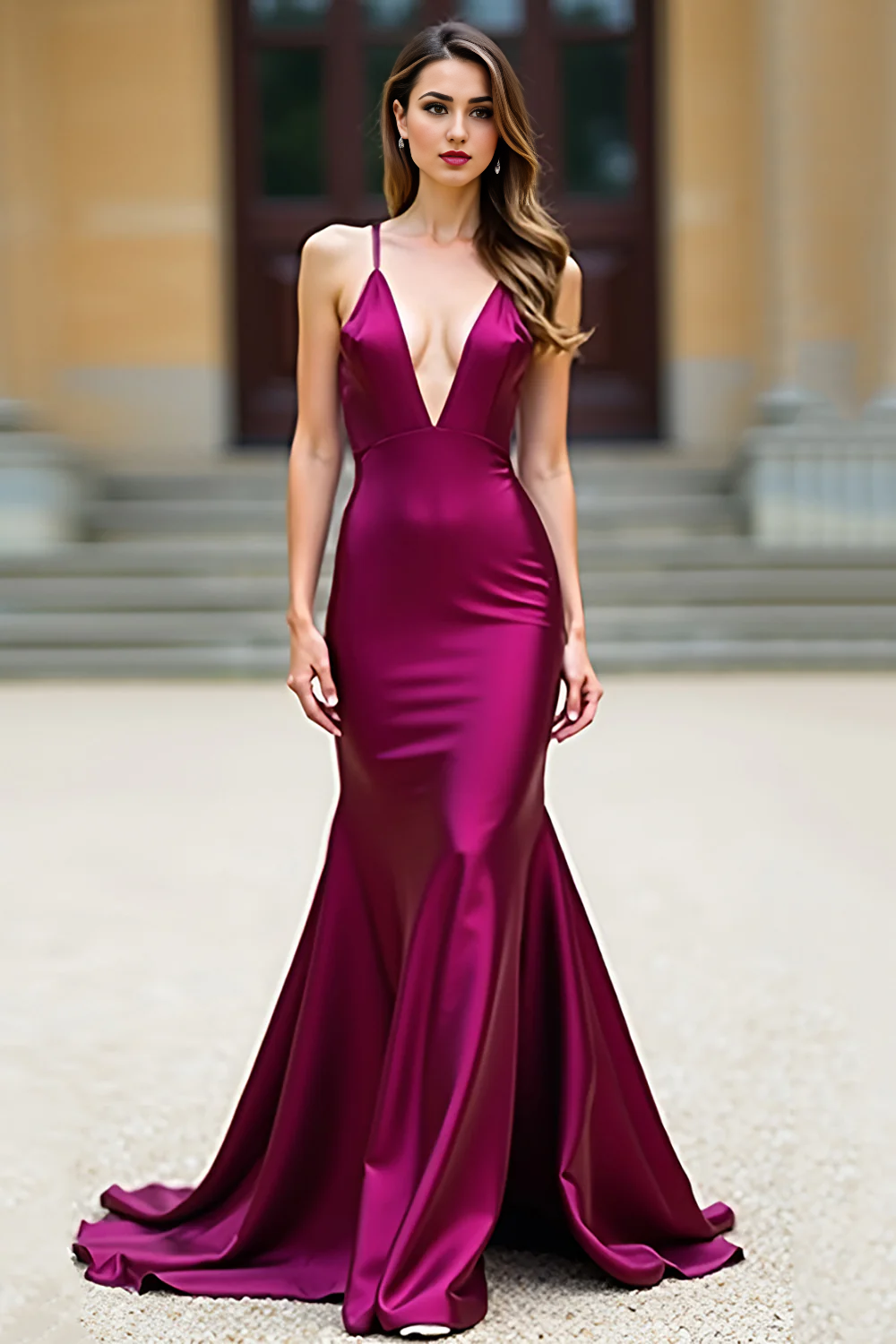 AERBA DRESS Formal Wear Dresses Elegant Mermaid Deep V Neck Spaghetti Straps Backless Long Prom Dress