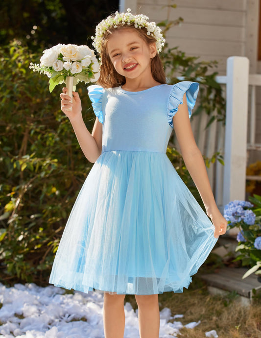 AERBA DRESS Wedding Flower Girl Dresses Toddler Dress Ruffle Tulle Dresses Cute Summer Party Princess Sundress Dress