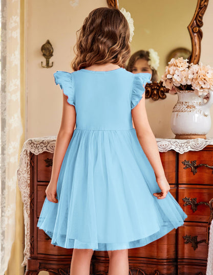 AERBA DRESS Wedding Flower Girl Dresses Toddler Dress Ruffle Tulle Dresses Cute Summer Party Princess Sundress Dress