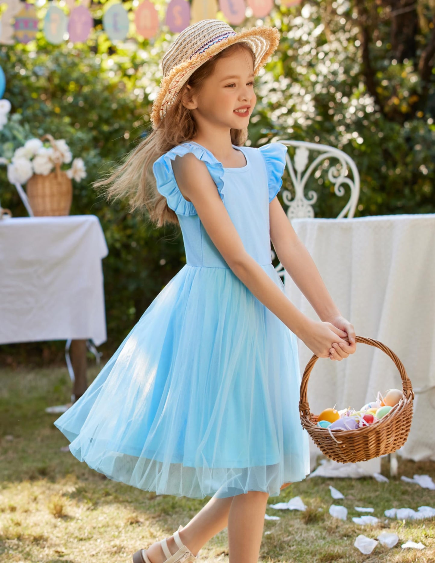 AERBA DRESS Wedding Flower Girl Dresses Toddler Dress Ruffle Tulle Dresses Cute Summer Party Princess Sundress Dress