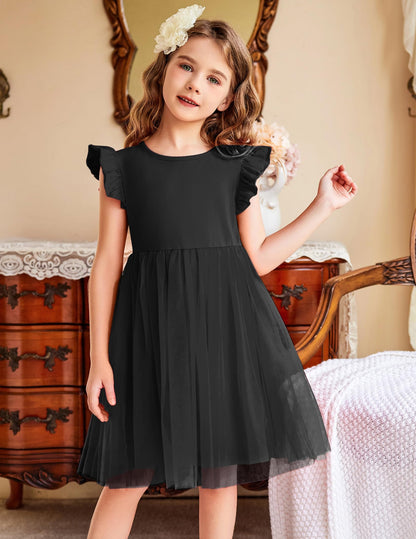 AERBA DRESS Wedding Flower Girl Dresses Toddler Dress Ruffle Tulle Dresses Cute Summer Party Princess Sundress Dress