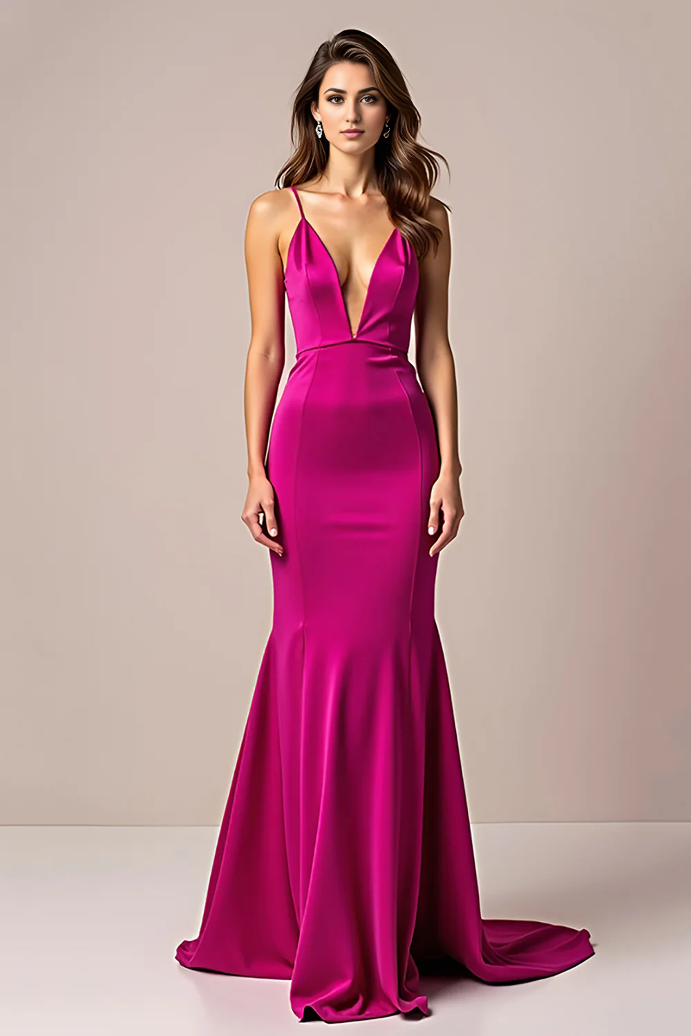 AERBA DRESS Formal Wear Dresses Charming Mermaid Deep V-Neck Spaghetti Strap Backless Long Prom Dress