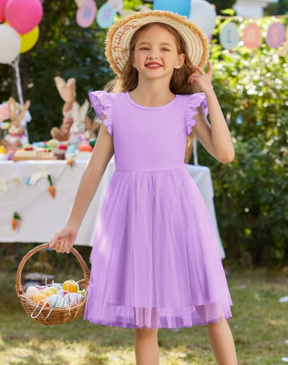 AERBA DRESS Wedding Flower Girl Dresses Toddler Dress Ruffle Tulle Dresses Cute Summer Party Princess Sundress Dress