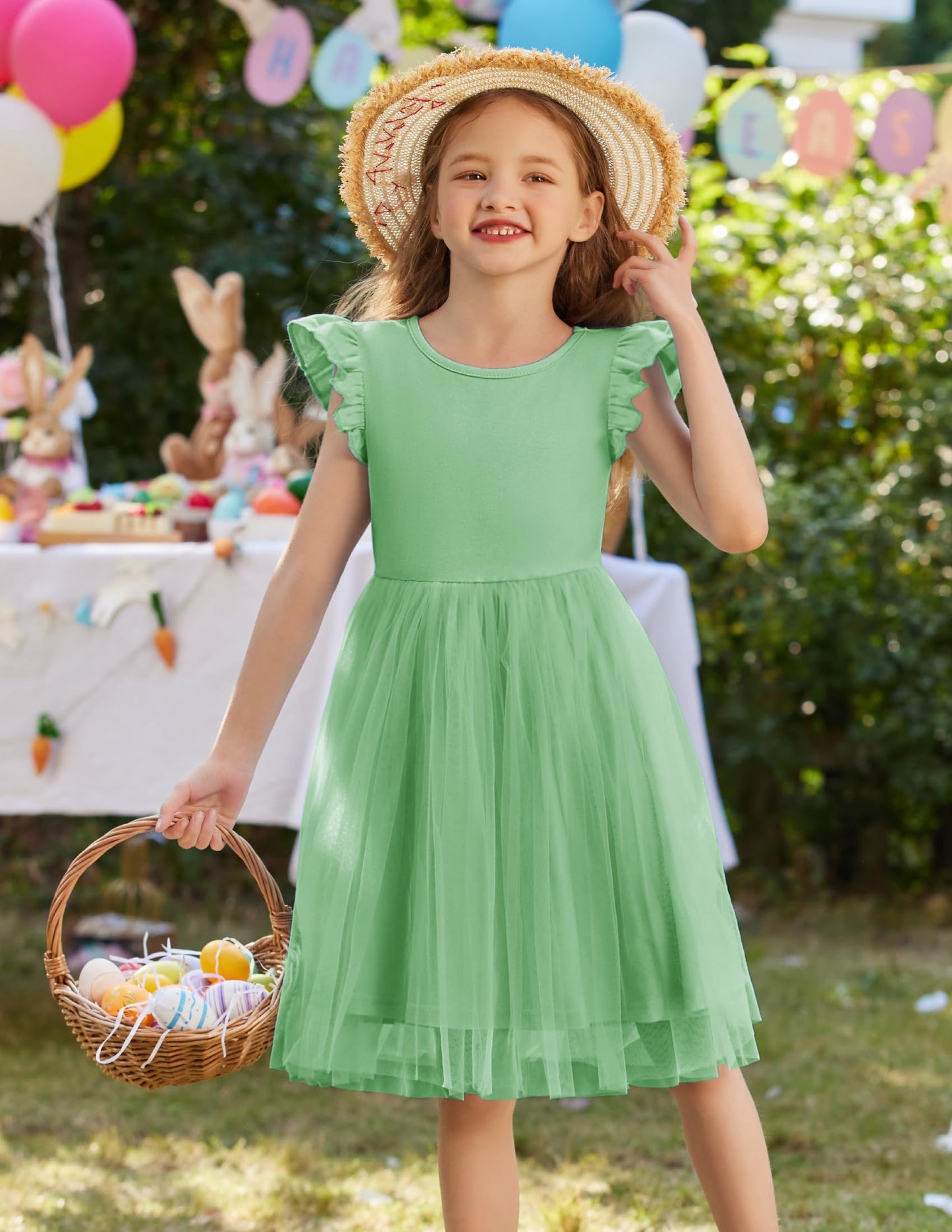 AERBA DRESS Wedding Flower Girl Dresses Toddler Dress Ruffle Tulle Dresses Cute Summer Party Princess Sundress Dress