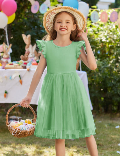AERBA DRESS Wedding Flower Girl Dresses Toddler Dress Ruffle Tulle Dresses Cute Summer Party Princess Sundress Dress