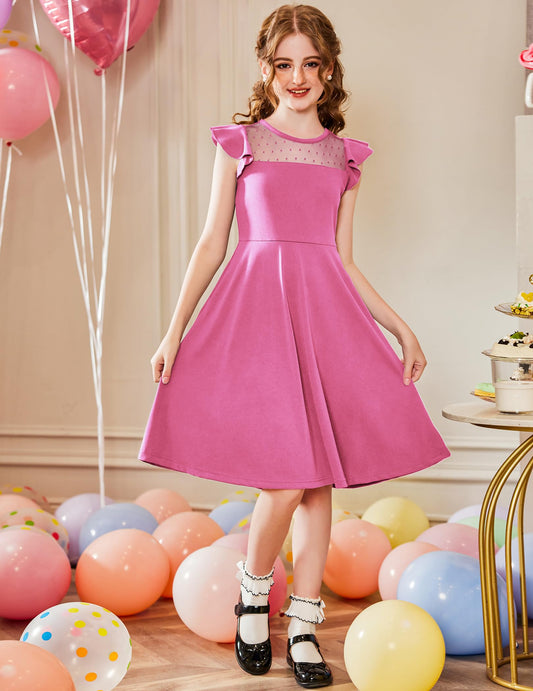 AERBA DRESS Wedding Flower Girl Dresses A Line Summer Ruffle Sleeve Mesh Casual Party Dresses