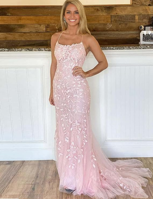 AERBA DRESS Elegant Romantic Prom Dresses Mermaid Sleeveless Off-the-Shoulder Sweep/Brush Train Backless With Lace Tulle Fantastic Dresses