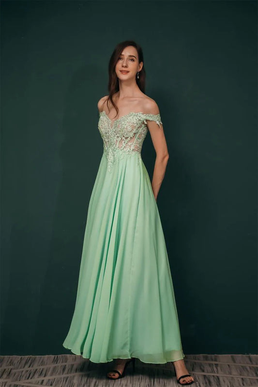 AerbaDress Prom Dresses Charming Off The Shoulder Long Chiffon
