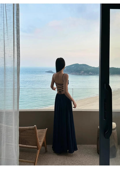 Ethereal A-Line Square-Neck Ruched Midnight Blue Chiffon Evening Dresses