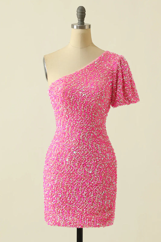AerbaDress One Shoulder Sequins Homecoming Dress