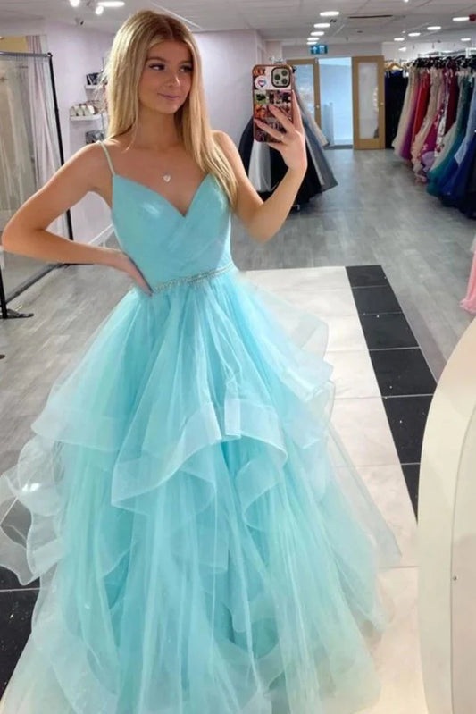AerbaDress Prom Dresses Girly A Line Straps V-neck Princess Dress