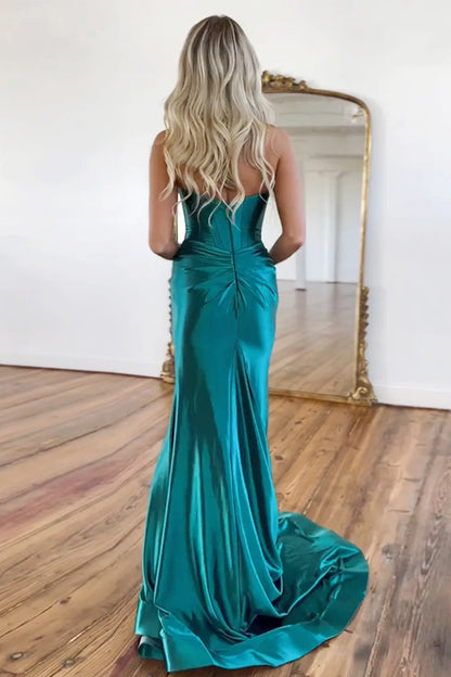 AerbaDress Mermaid Sweetheart Satin Prom Dress With Split