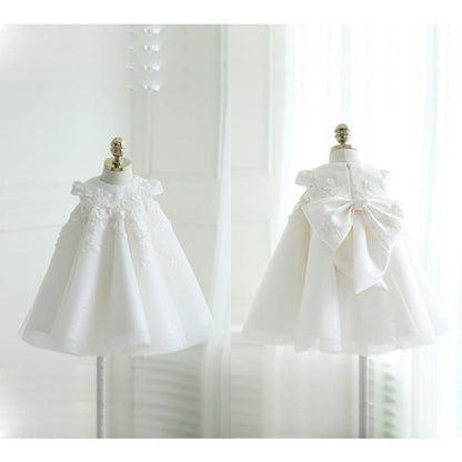 AERBA DRESS Wedding Flower Girl Dress Kids Birthday Baptism Dresses Children Elegant Big Bow Frocks Boutique Party Wear Dresses Princess Dress