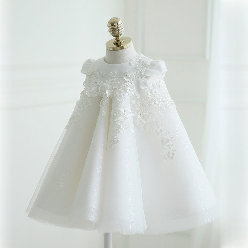 AERBA DRESS Wedding Flower Girl Dress Kids Birthday Baptism Dresses Children Elegant Big Bow Frocks Boutique Party Wear Dresses Princess Dress
