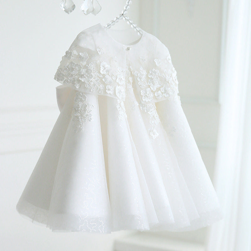 AERBA DRESS Wedding Flower Girl Dress Kids Birthday Baptism Dresses Children Elegant Big Bow Frocks Boutique Party Wear Dresses Princess Dress
