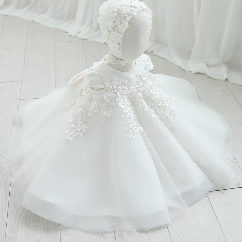 AERBA DRESS Wedding Flower Girl Dress Kids Birthday Baptism Dresses Children Elegant Big Bow Frocks Boutique Party Wear Dresses Princess Dress