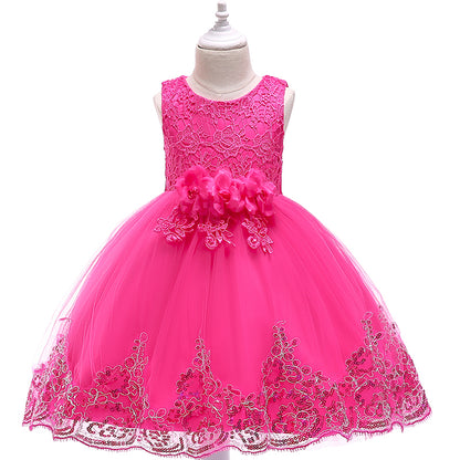 AERBA DRESS Wedding Flower Girl Dress Girl Summer Lace Princess Dress Children Kids Birthday Party Dress