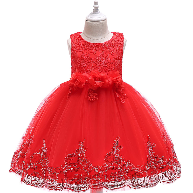 AERBA DRESS Wedding Flower Girl Dress Girl Summer Lace Princess Dress Children Kids Birthday Party Dress