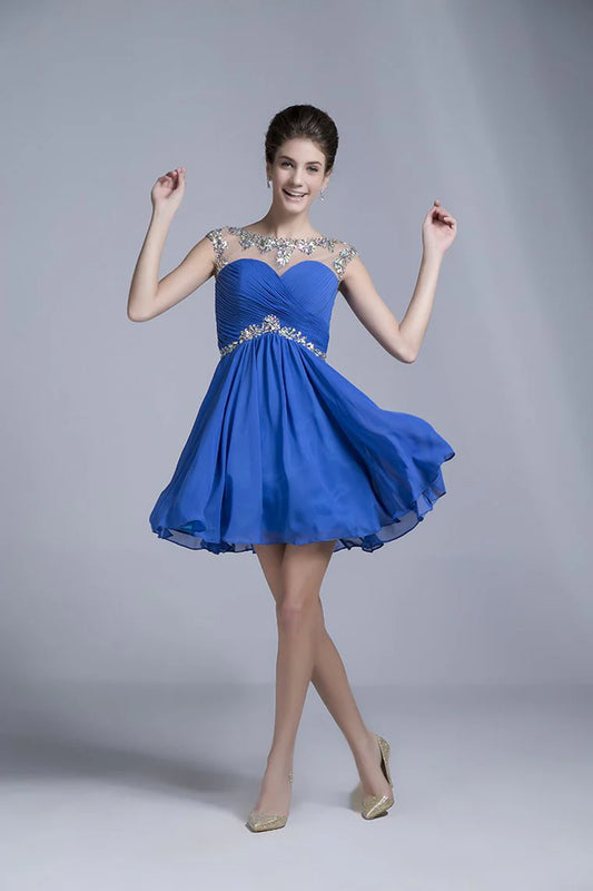 AerbaDress Short/Mini Rulffled&Beaded Chiffon Homecoming Dresses