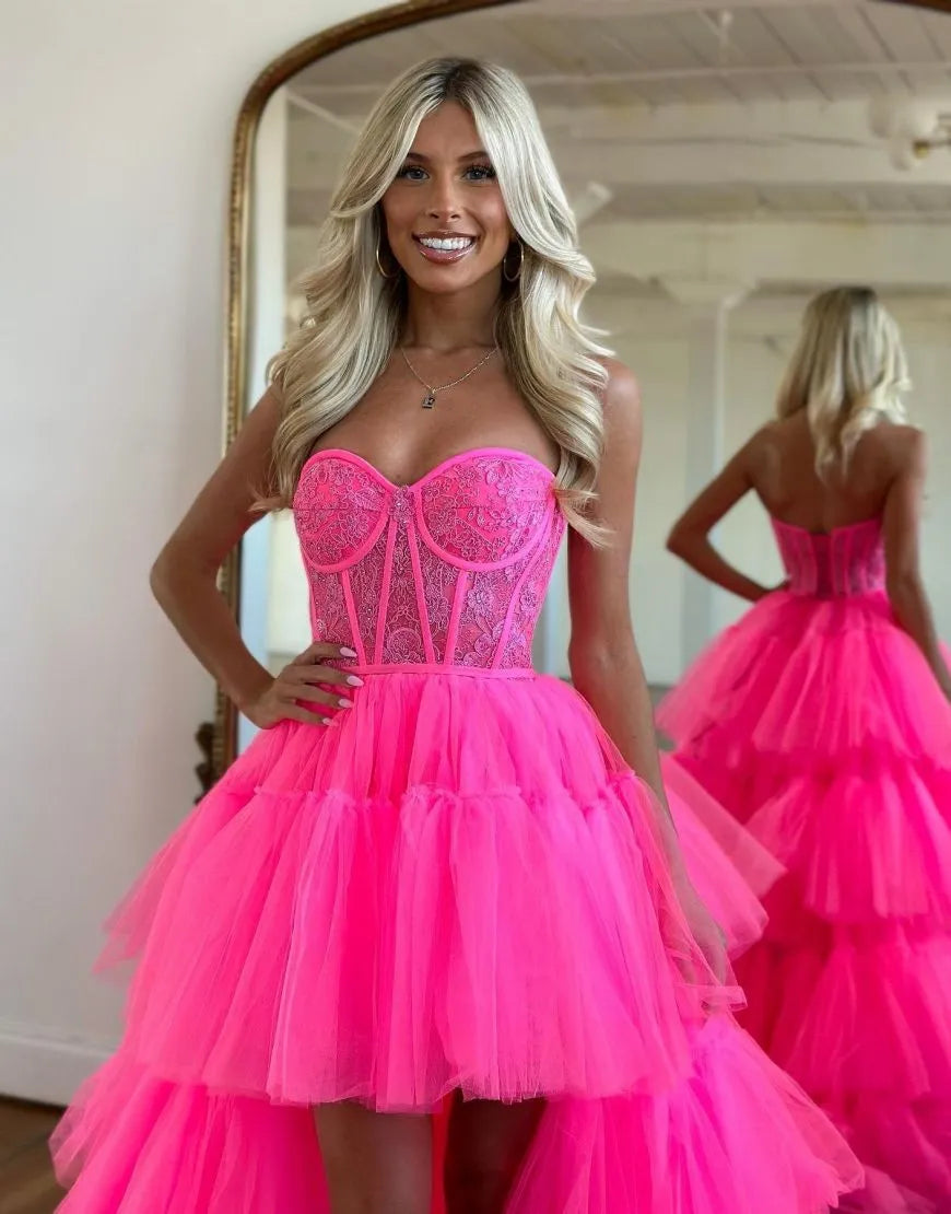 AerbaDress High Low Sweetheart Tiered Prom Dress