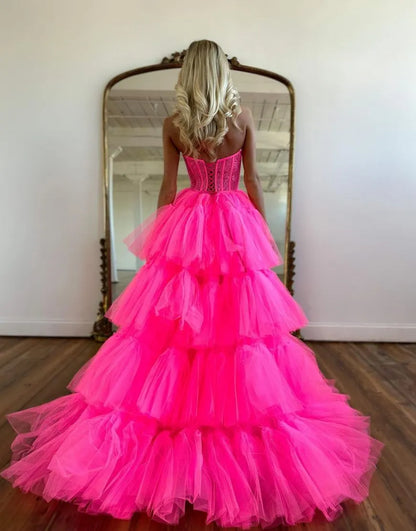 AerbaDress High Low Sweetheart Tiered Prom Dress