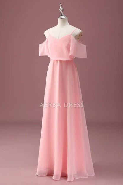 Junior Bridesmaid Dress A Line Cold Shoulder Spaghetti Strap Ruched Elegant Long Girl Formal Dress