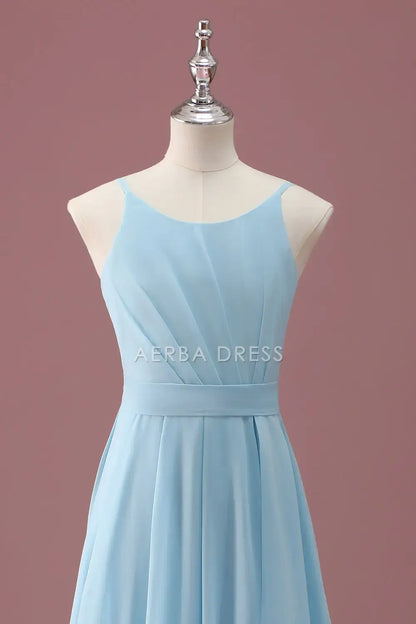 Junior Bridesmaid Dress A Line Spaghetti Straps Sleeveless Ruffles Fashion Long Girl Formal Dress