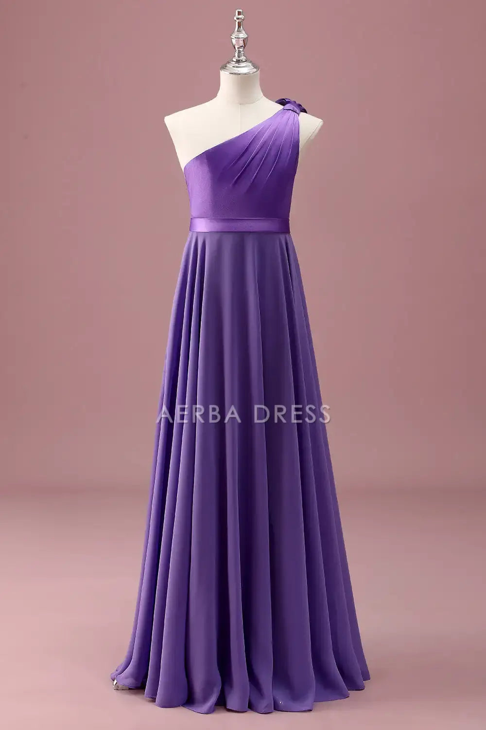 Junior Bridesmaid Dress A Line One Shoulder Sleeveless Pleated Exquisite Long Girl Formal Dress