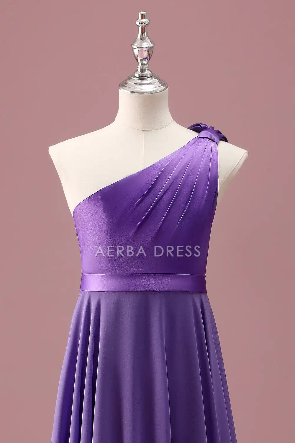 Junior Bridesmaid Dress A Line One Shoulder Sleeveless Pleated Exquisite Long Girl Formal Dress