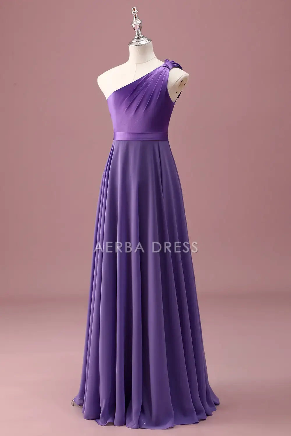 Junior Bridesmaid Dress A Line One Shoulder Sleeveless Pleated Exquisite Long Girl Formal Dress